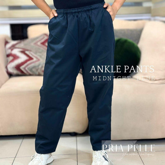 Pria Pelle Easy Ankle Pants in Cotton Twill Midnight Blue (Fully Gartered - Non Stretch)