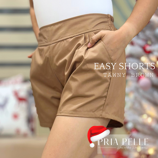 Pria Pelle Easy Women's Shorts - Cotton Twill in Tawny Brown (Non Stretch)