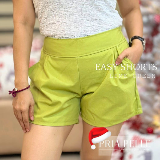 Pria Pelle Easy Women's Shorts - Linen Lime Green (Non Stretch)